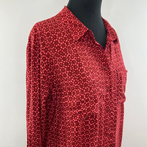 Anthropologie Holding Horses Red Patterned Sammie Button-Down Shirt Size 8 - Picture 3 of 7